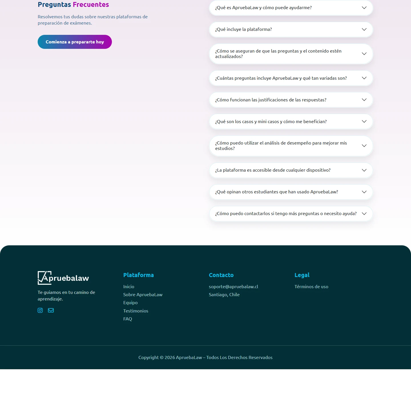 Captura del sitio web de ApruebaLaw