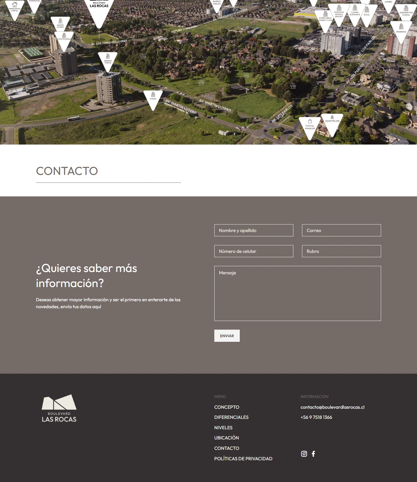 Captura del sitio web de Boulevard Las Rocas
