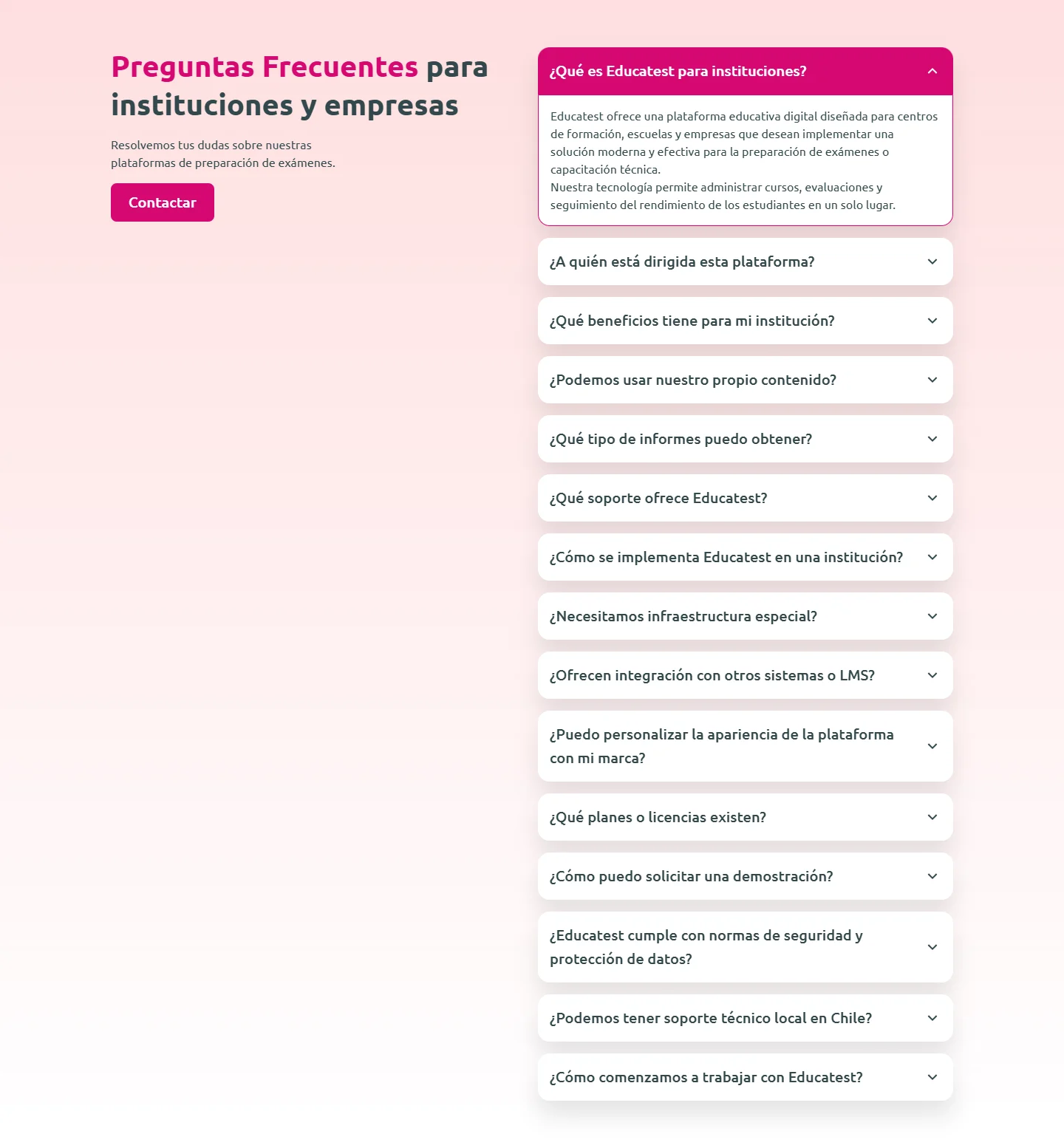 Captura del sitio web de Educatest