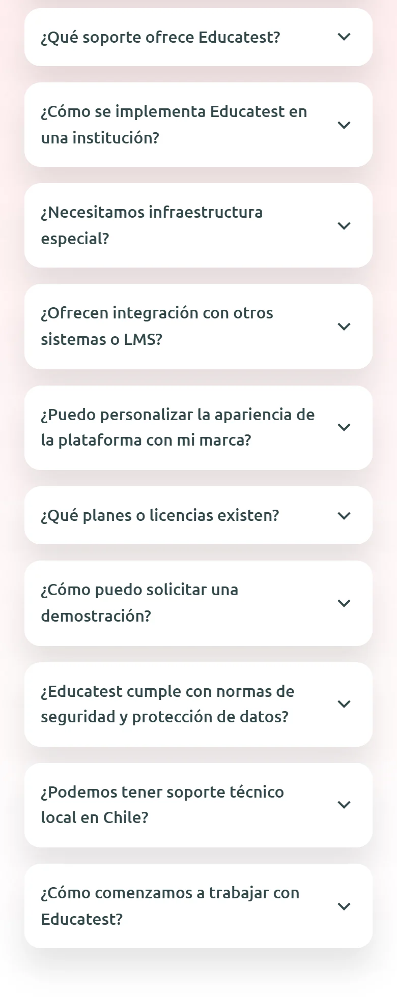 Educatest, Inicio completo en móvil: resto del listado completo de preguntas frecuentes. Fragmento 11 de 12.
