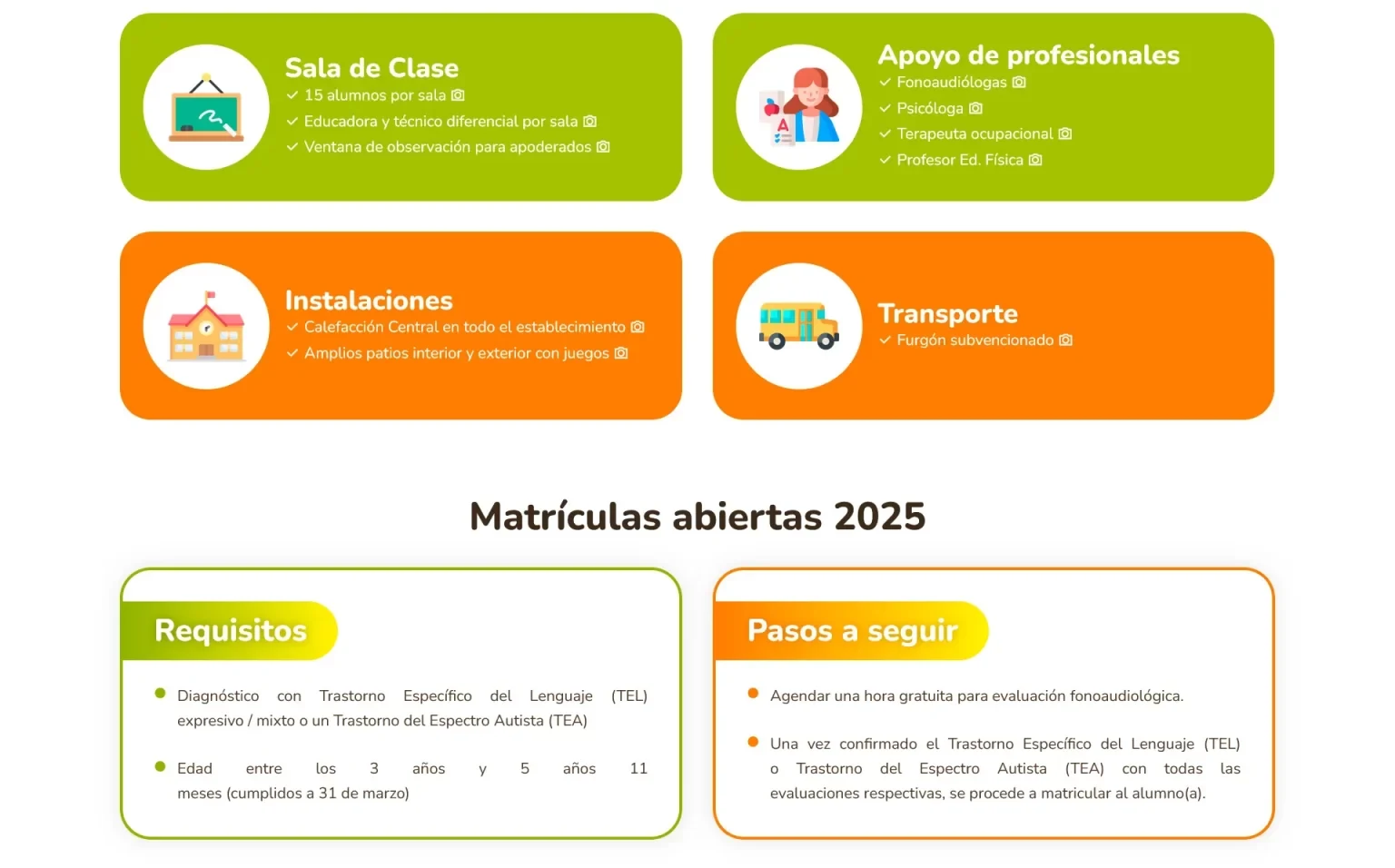Captura del sitio web de Escuela Pekes de Temuco