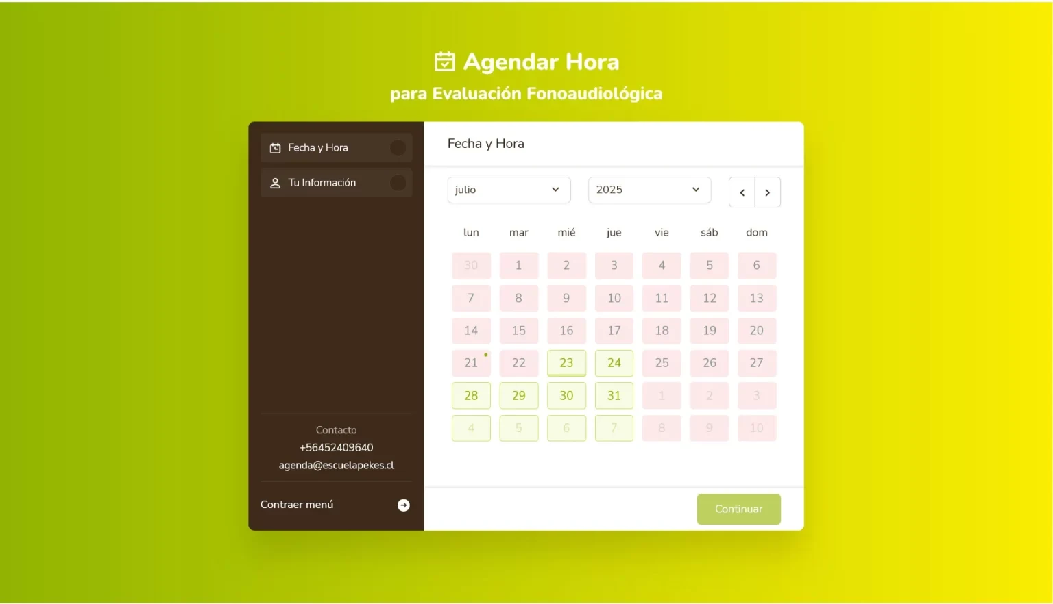 Captura del sitio web de Escuela Pekes de Temuco