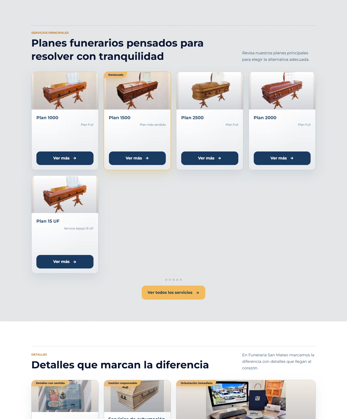 Captura del sitio web de Funeraria San Mateo