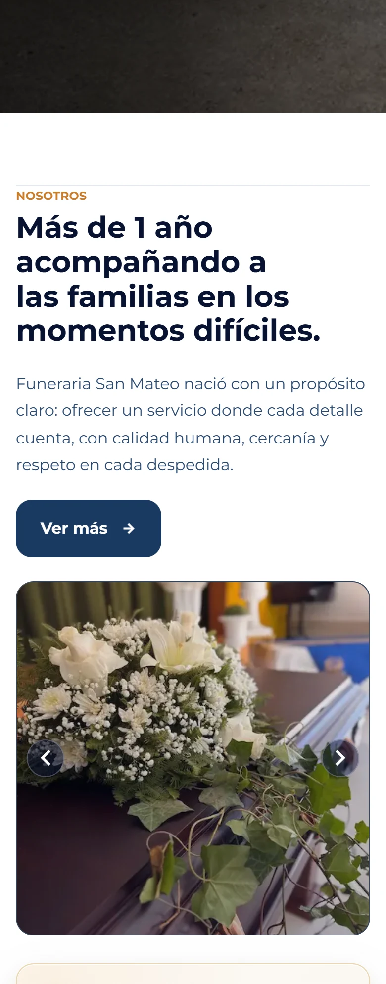 Funeraria San Mateo: inicio completo con ubicación cartográfica real, vista móvil, fragmento 2.