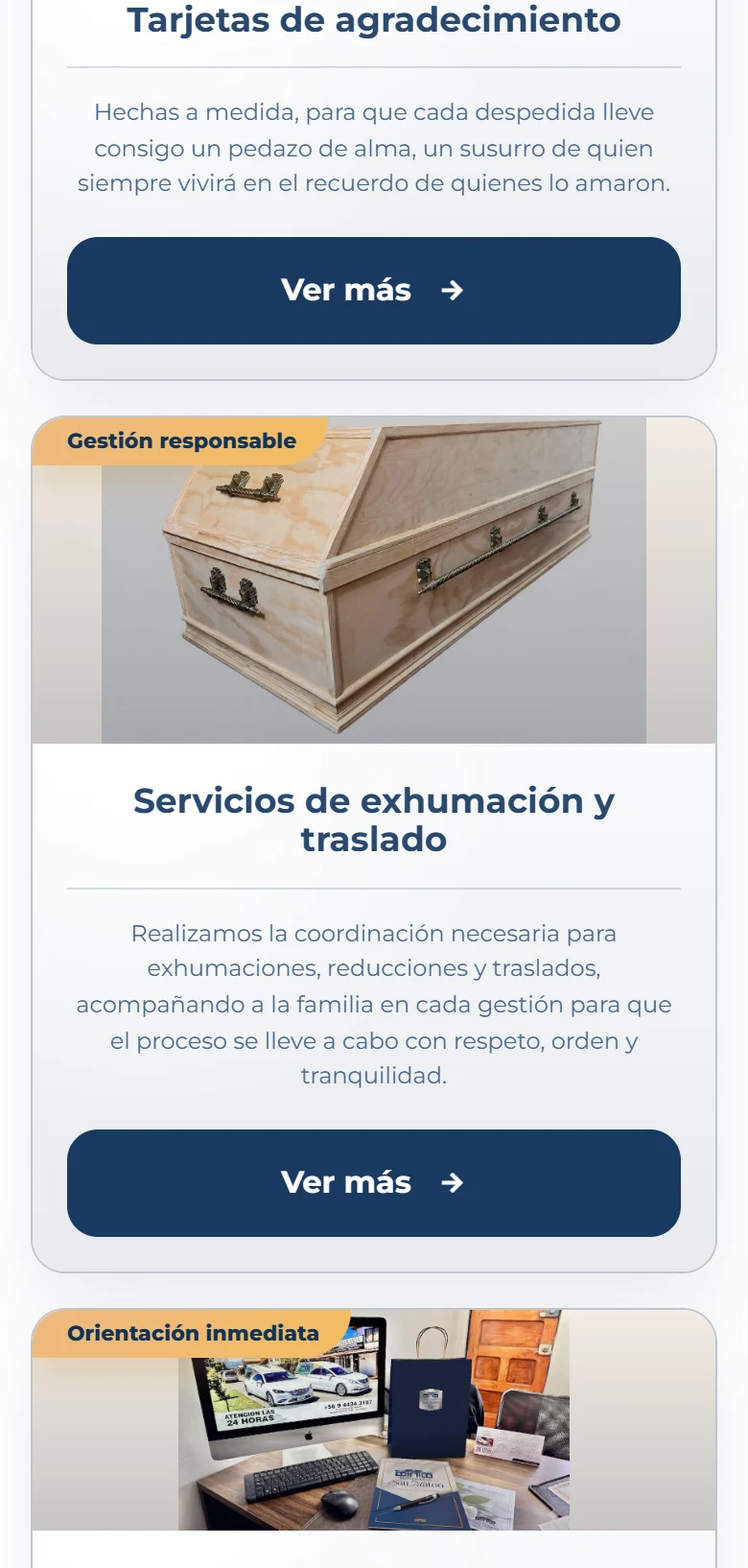 Funeraria San Mateo: inicio completo con ubicación cartográfica real, vista móvil, fragmento 5.