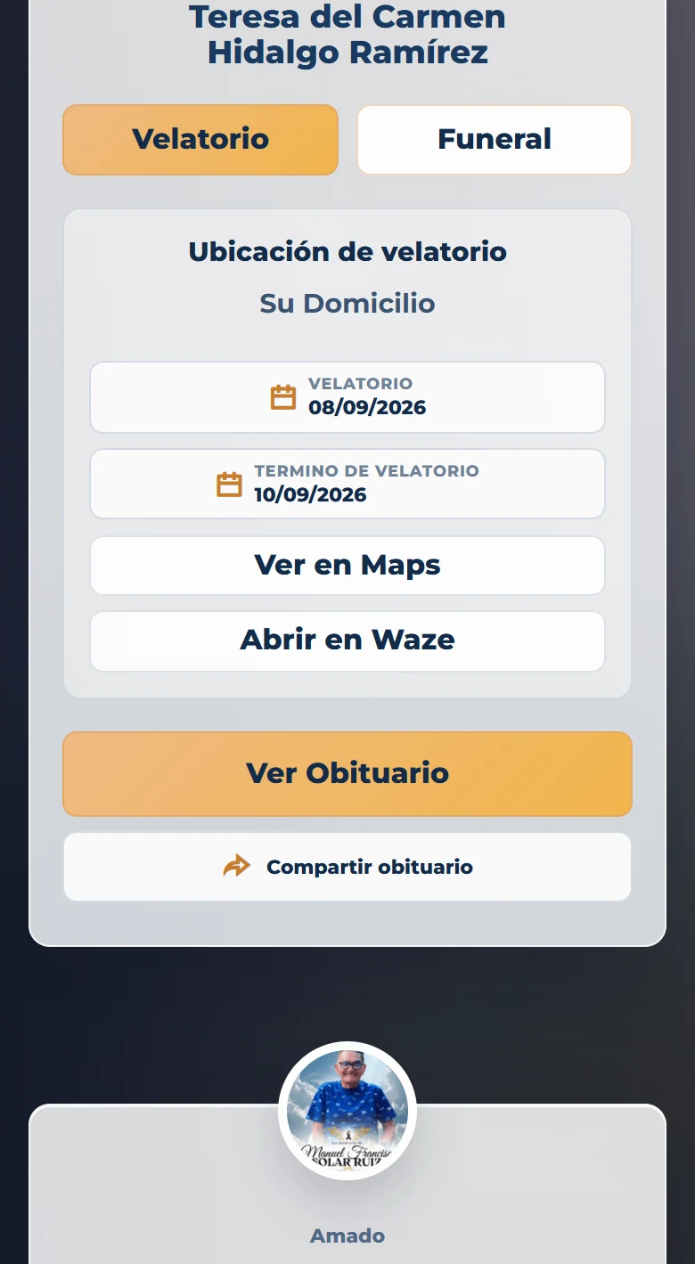 Funeraria San Mateo: inicio completo con ubicación cartográfica real, vista móvil, fragmento 7.