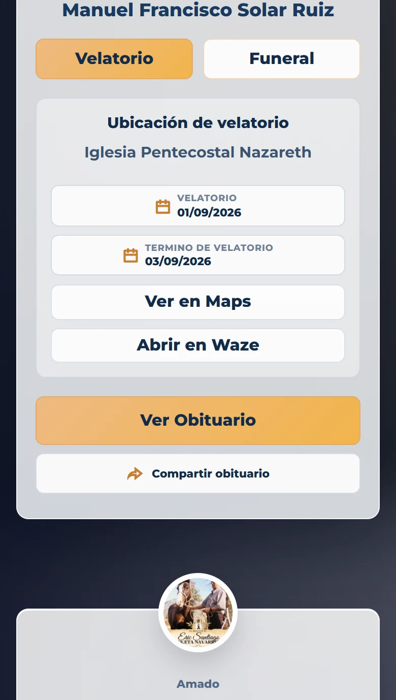 Funeraria San Mateo: inicio completo con ubicación cartográfica real, vista móvil, fragmento 8.