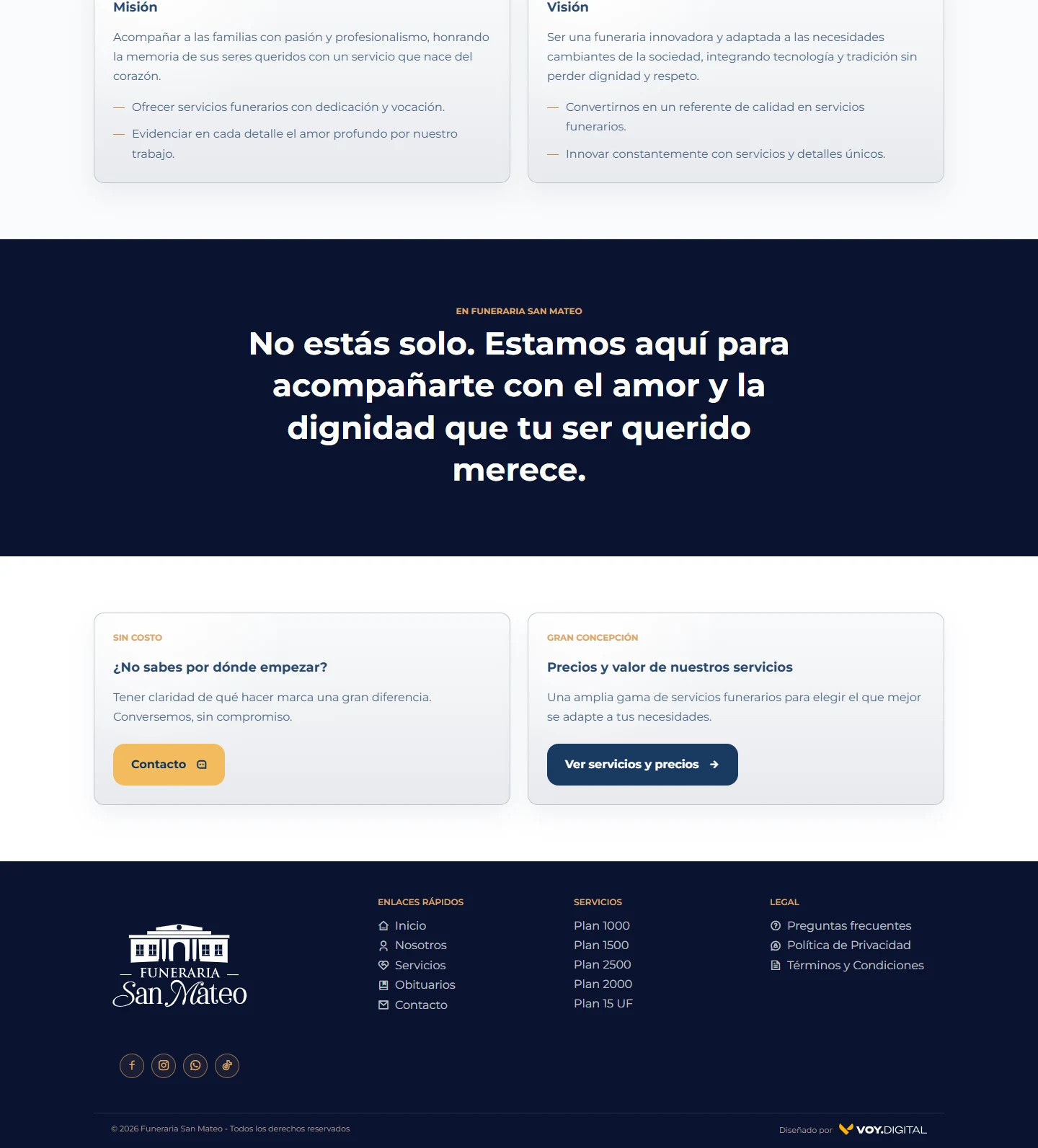 Funeraria San Mateo: Nosotros — página completa, vista de escritorio, fragmento 3.