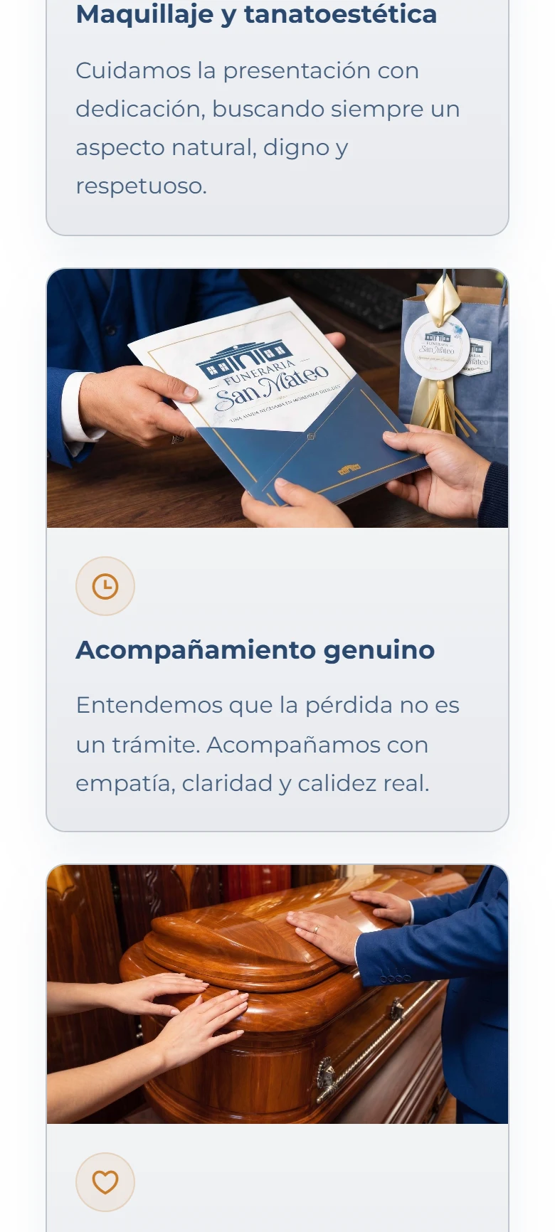 Funeraria San Mateo: Nosotros — página completa, vista móvil, fragmento 3.