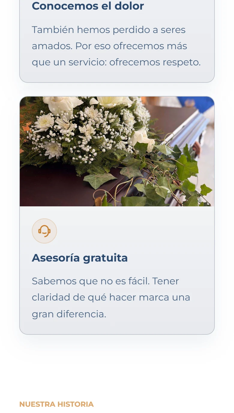 Funeraria San Mateo: Nosotros — página completa, vista móvil, fragmento 4.