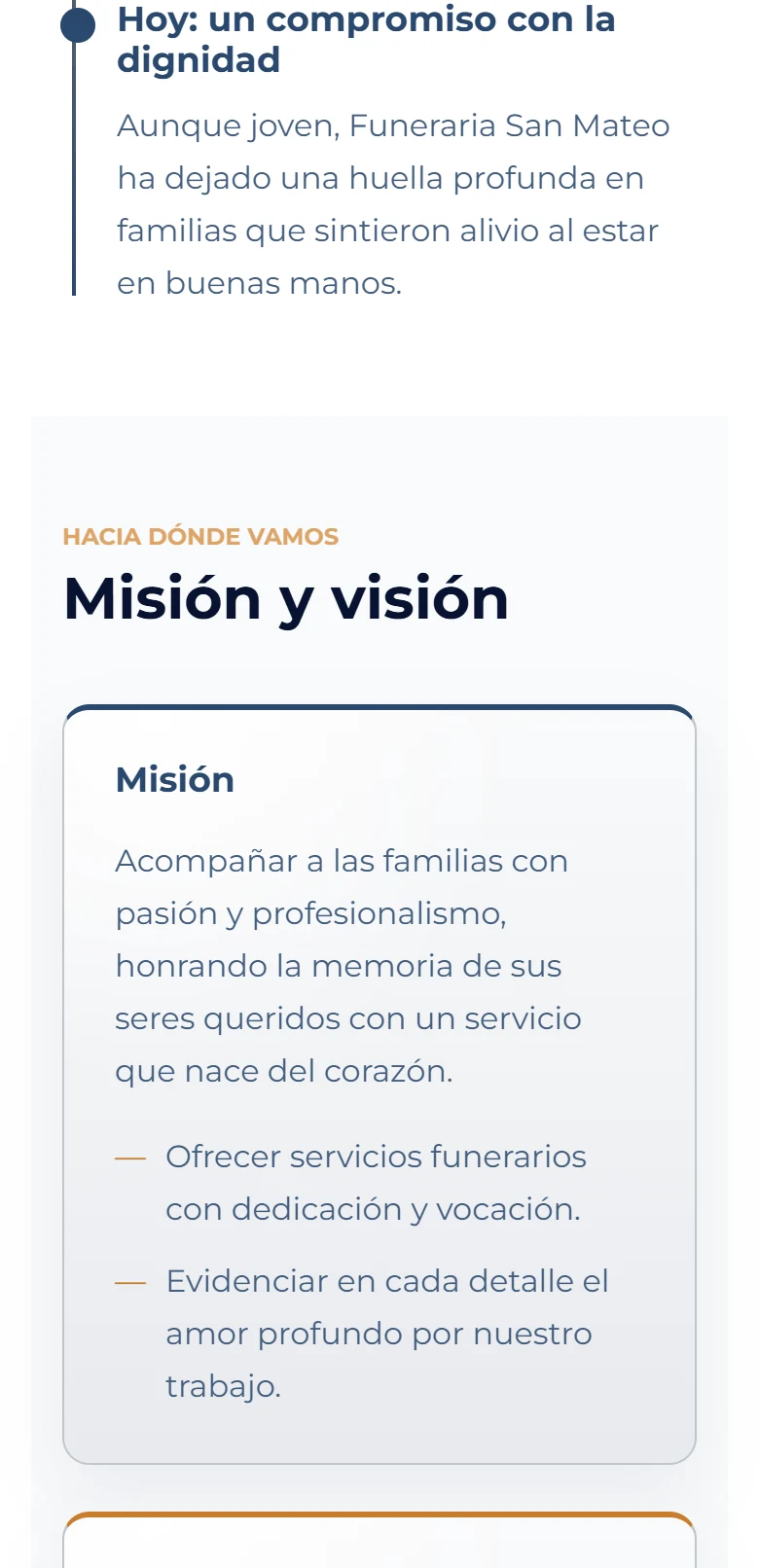 Funeraria San Mateo: Nosotros — página completa, vista móvil, fragmento 6.
