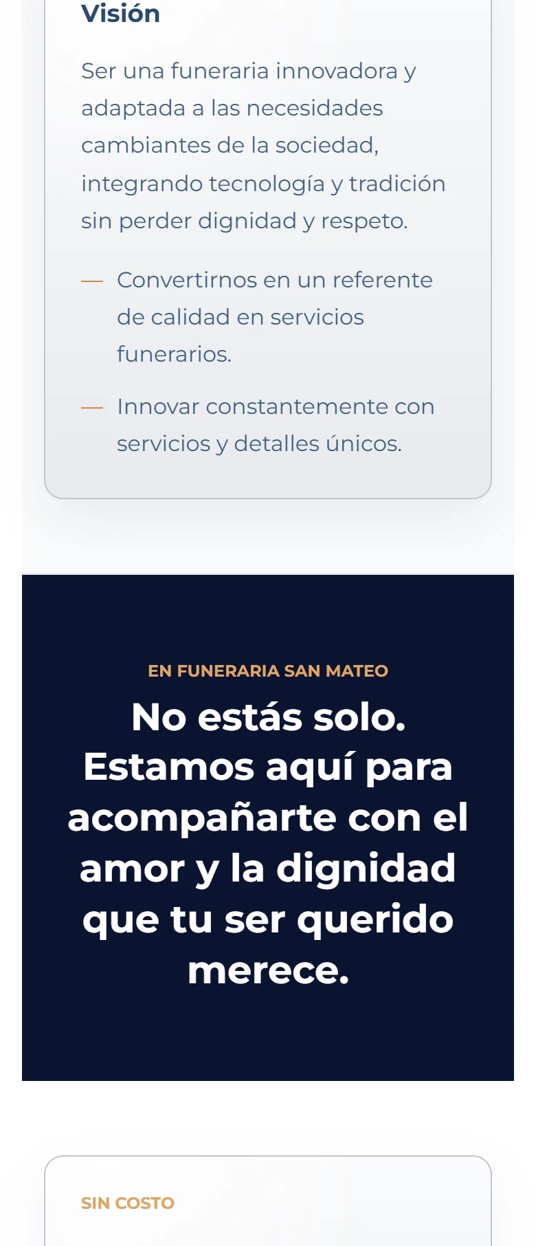 Funeraria San Mateo: Nosotros — página completa, vista móvil, fragmento 7.