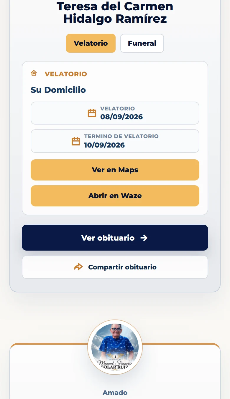 Funeraria San Mateo: Obituarios — listado completo, vista móvil, fragmento 2.