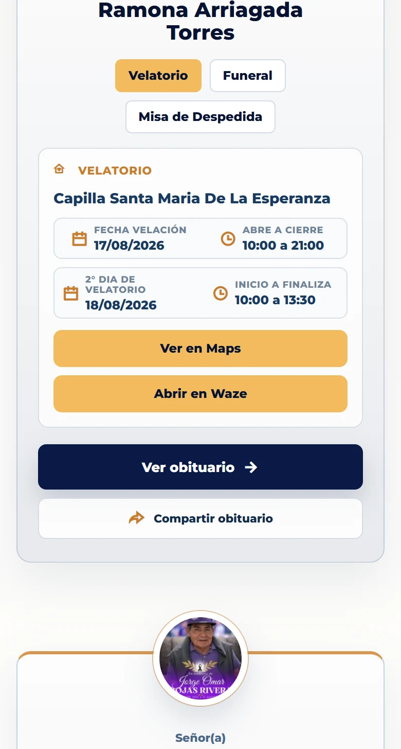 Funeraria San Mateo: Obituarios — listado completo, vista móvil, fragmento 5.