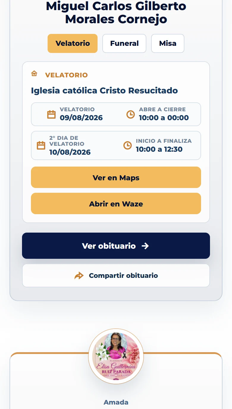 Funeraria San Mateo: Obituarios — listado completo, vista móvil, fragmento 8.