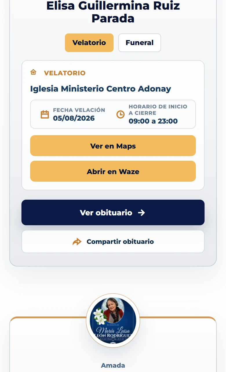 Funeraria San Mateo: Obituarios — listado completo, vista móvil, fragmento 9.