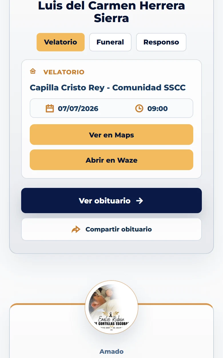 Funeraria San Mateo: Obituarios — listado completo, vista móvil, fragmento 12.