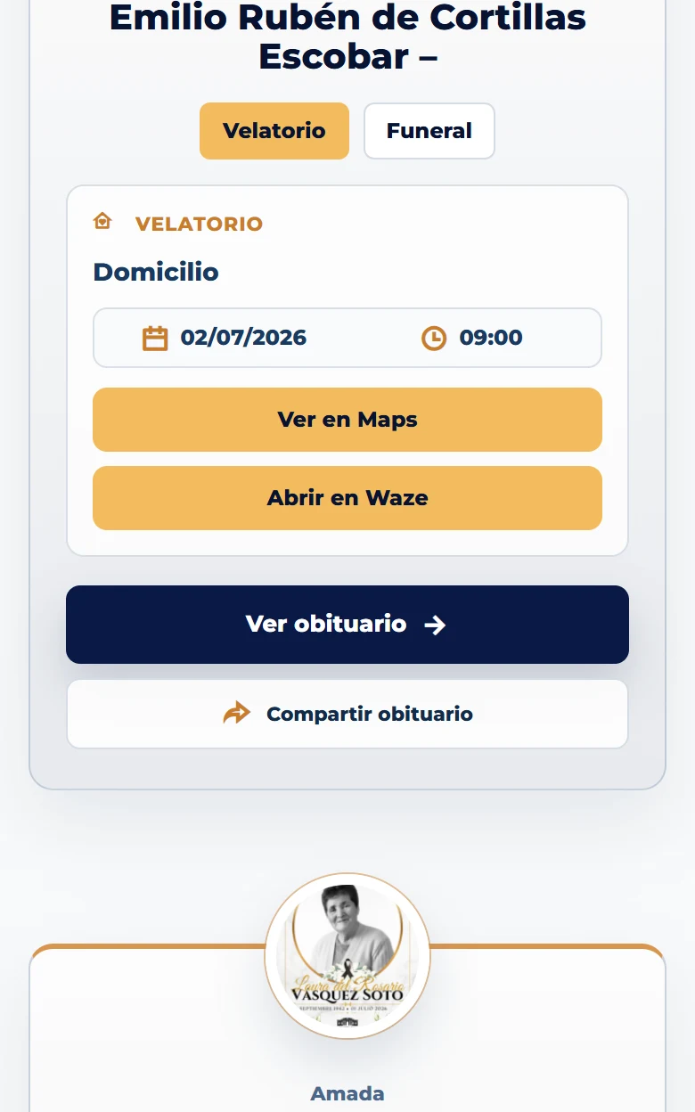 Funeraria San Mateo: Obituarios — listado completo, vista móvil, fragmento 13.