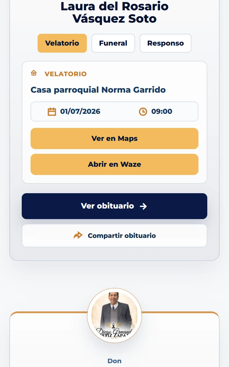 Funeraria San Mateo: Obituarios — listado completo, vista móvil, fragmento 14.