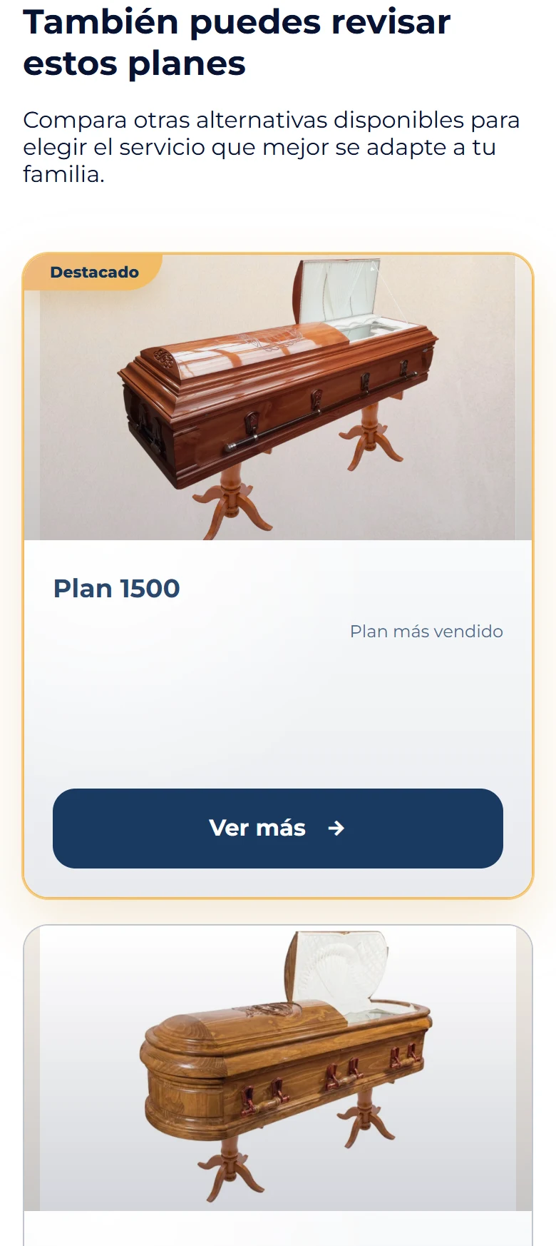 Funeraria San Mateo: Plan 1000 — ficha completa, vista móvil, fragmento 3.