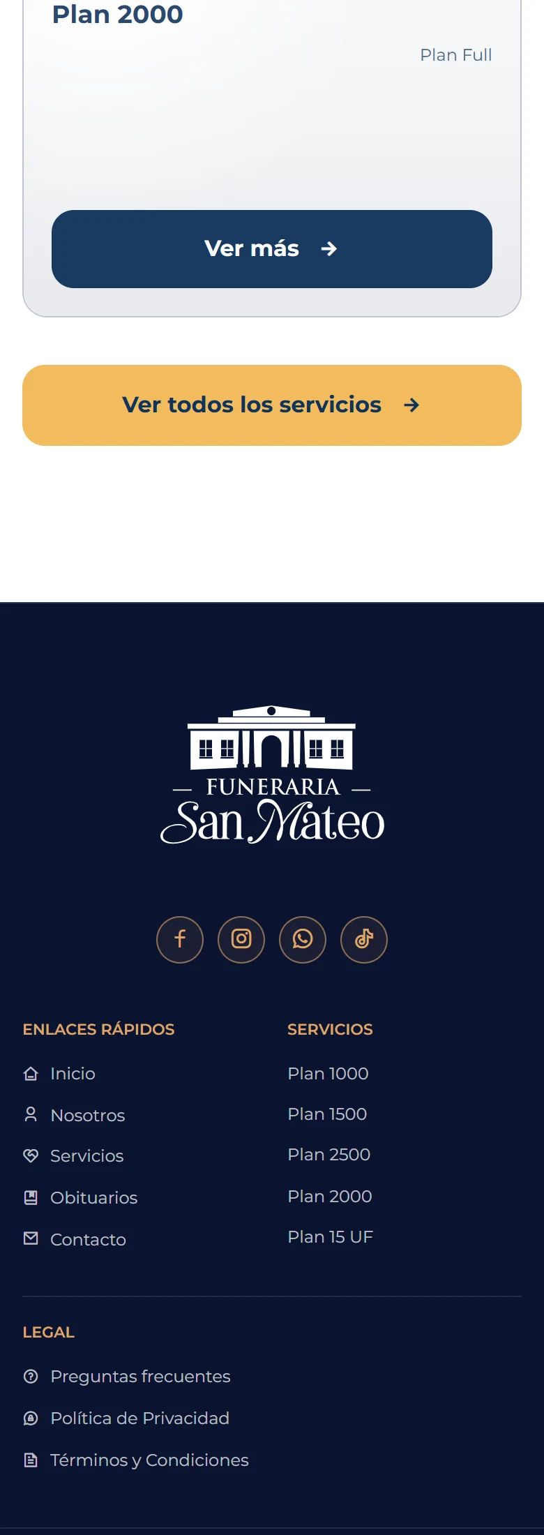 Funeraria San Mateo: Plan 1000 — ficha completa, vista móvil, fragmento 5.