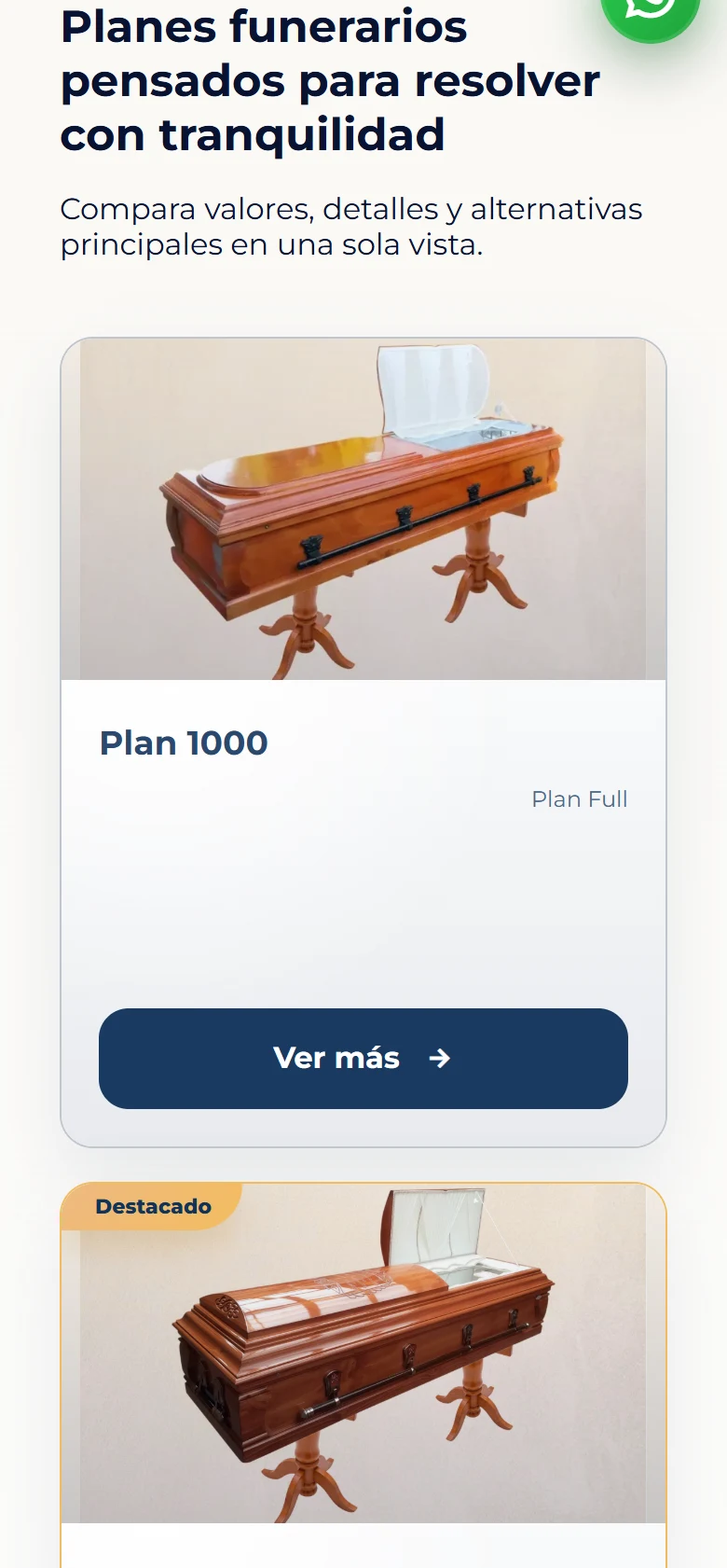 Funeraria San Mateo: Servicios — página completa, vista móvil, fragmento 2.