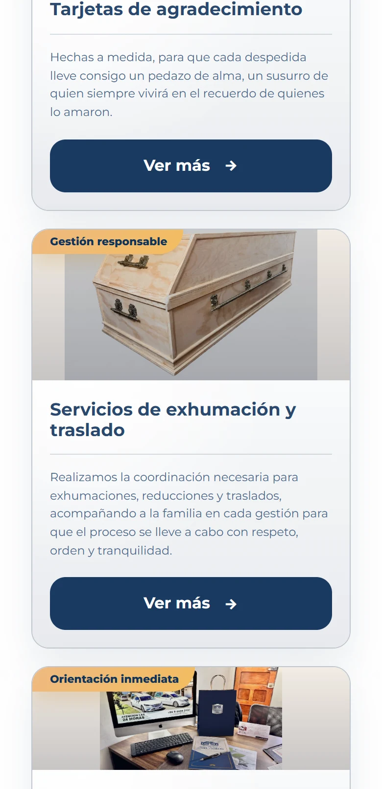 Funeraria San Mateo: Servicios — página completa, vista móvil, fragmento 5.