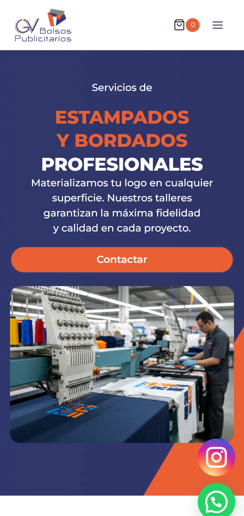 GV Bolsos Publicitarios: estampado y bordado — página completa, móvil, tramo 1 de 6.