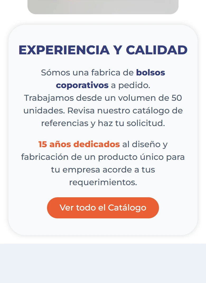 GV Bolsos Publicitarios: inicio — página completa, móvil, tramo 2 de 9.