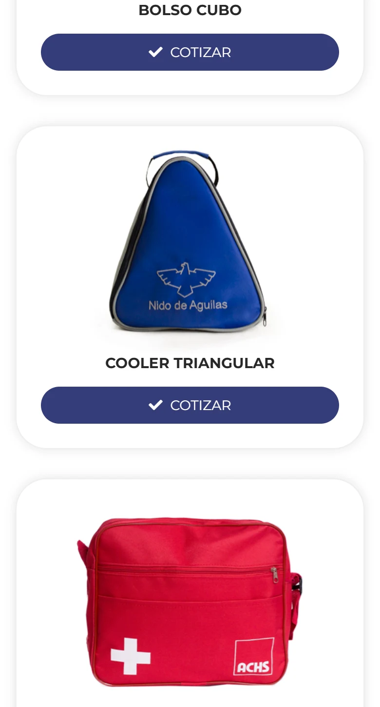 GV Bolsos Publicitarios: inicio — página completa, móvil, tramo 6 de 9.