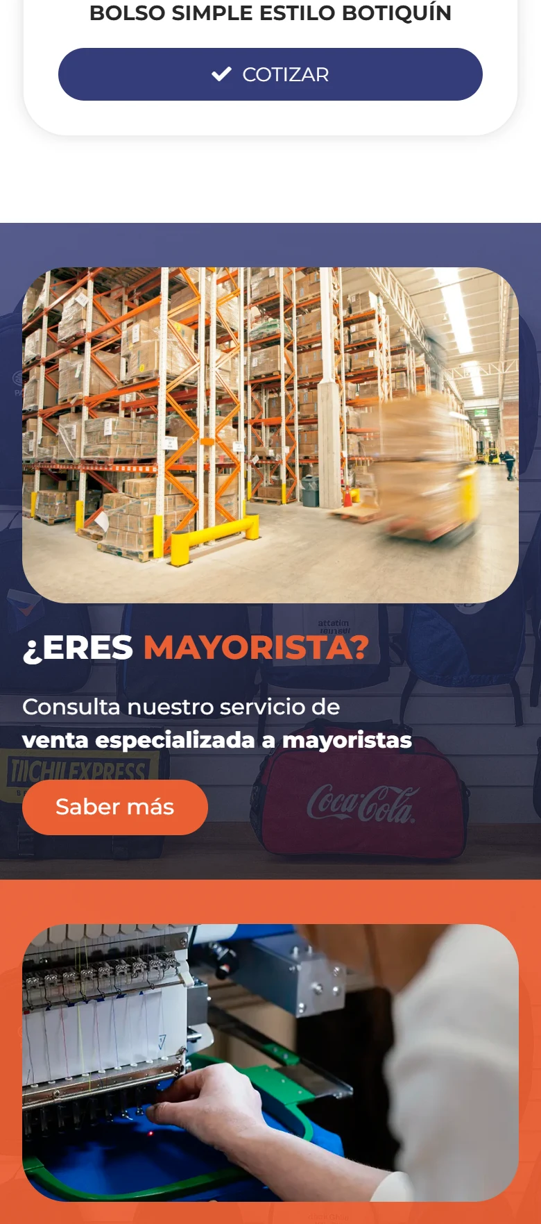 GV Bolsos Publicitarios: inicio — página completa, móvil, tramo 7 de 9.