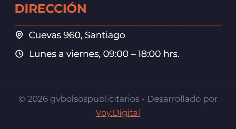 GV Bolsos Publicitarios: inicio — página completa, móvil, tramo 9 de 9.