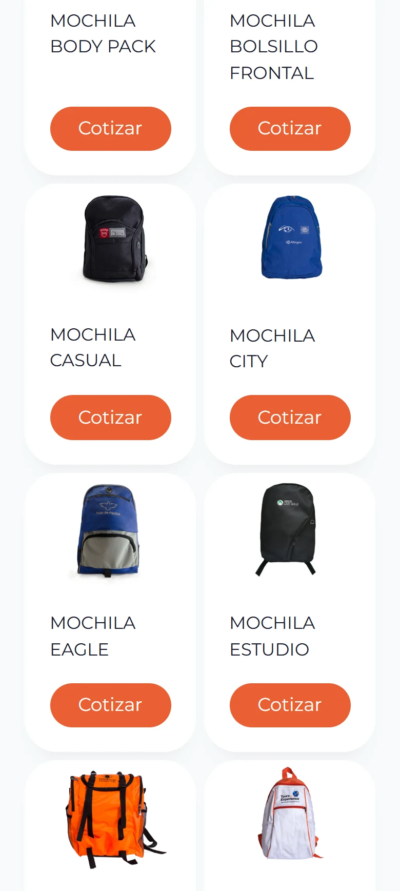 GV Bolsos Publicitarios: mochilas — primera página de categoría, móvil, tramo 2 de 6.
