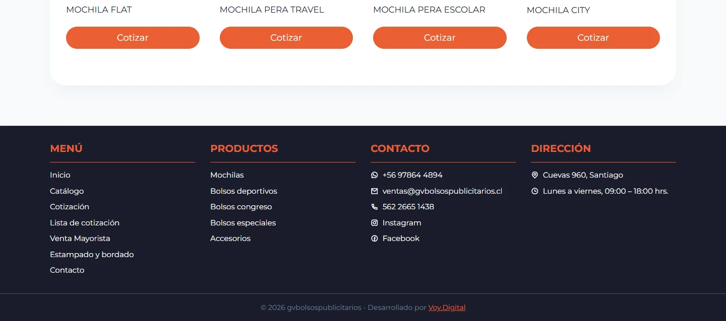GV Bolsos Publicitarios: mochila tub — ficha de producto completa, escritorio, tramo 2 de 2.