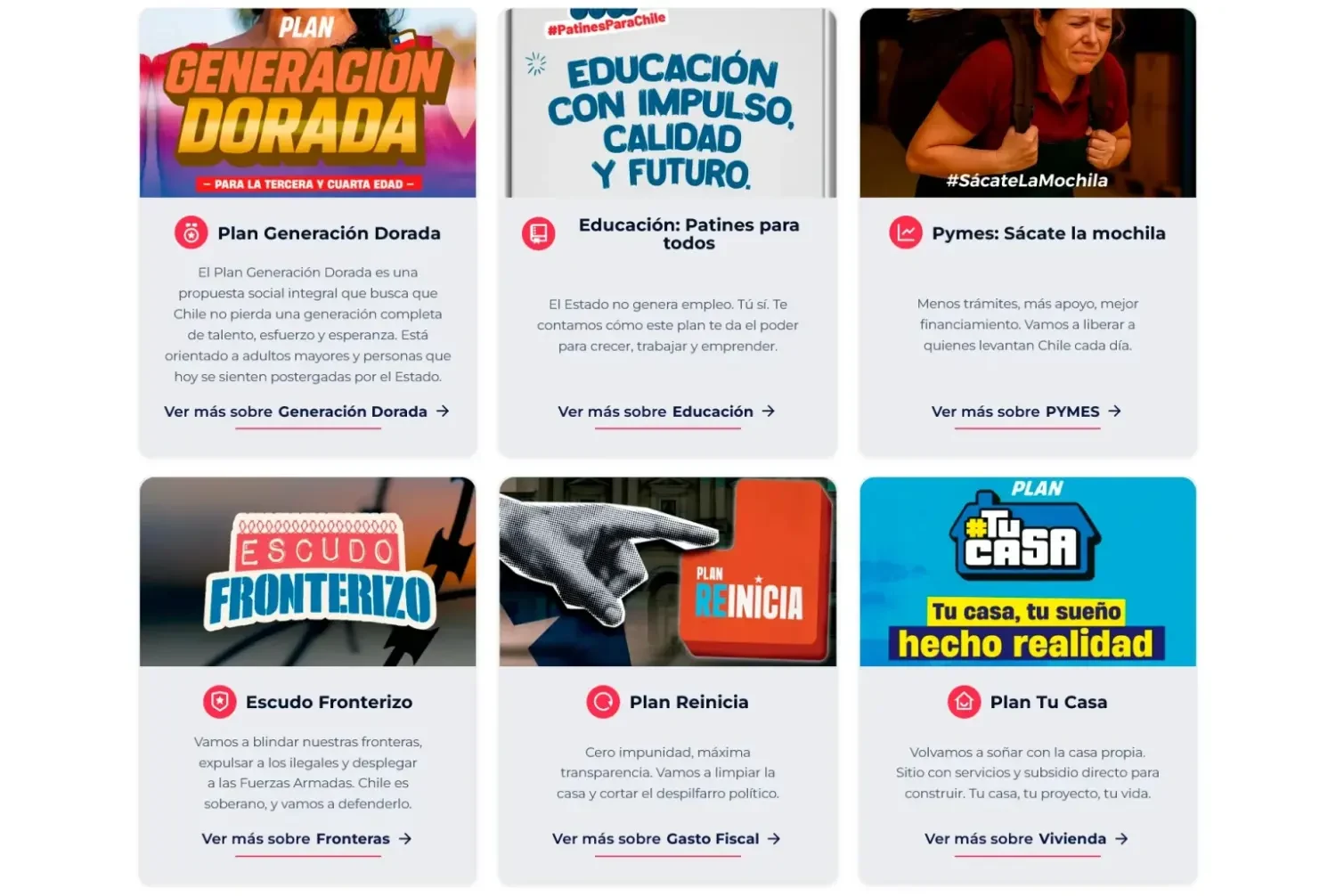 Captura del sitio web de Kast Presidente