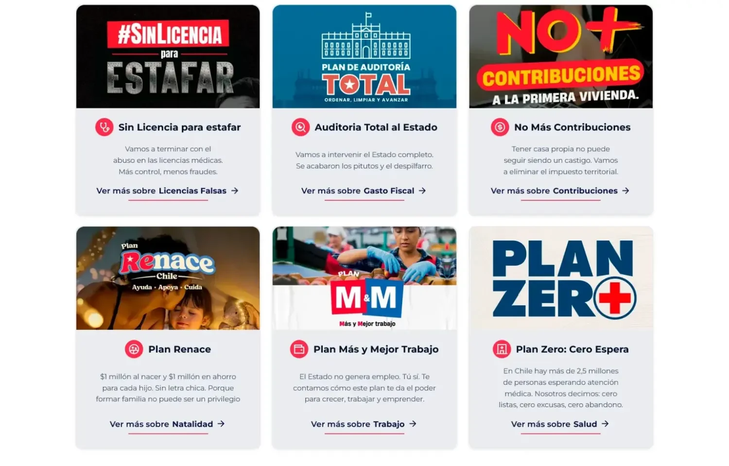 Captura del sitio web de Kast Presidente