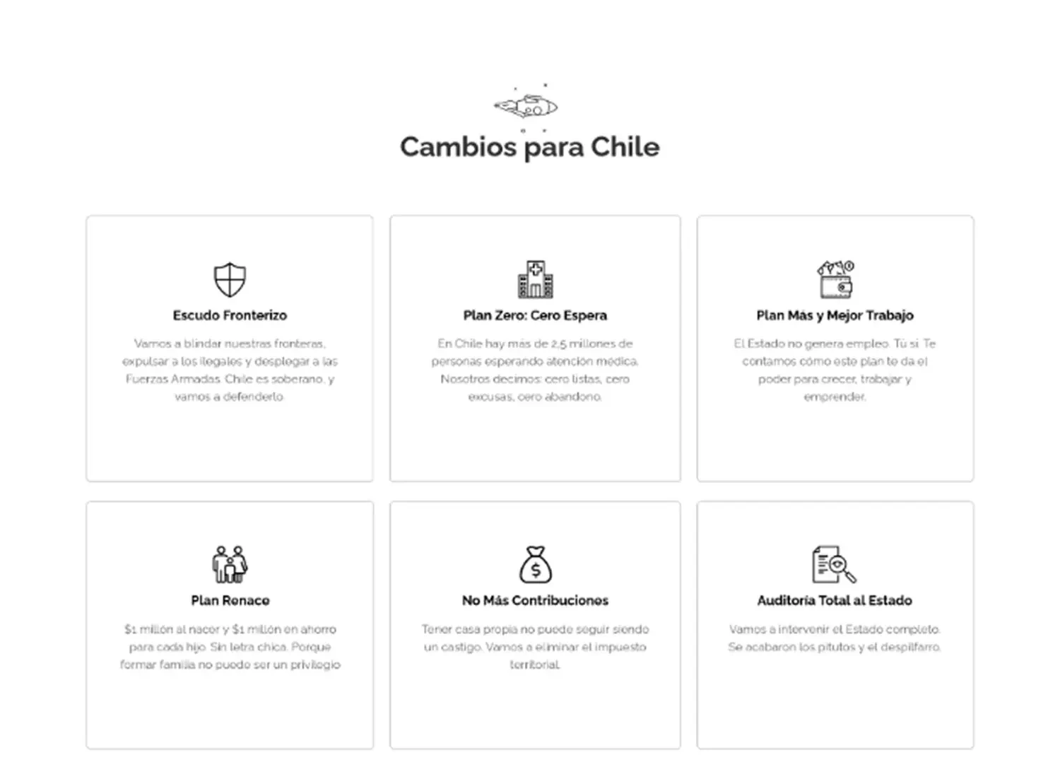 Equipo de Campaña del Candidato José Antonio Kast: Página de Inicio, antes del proyecto, fragmento 3