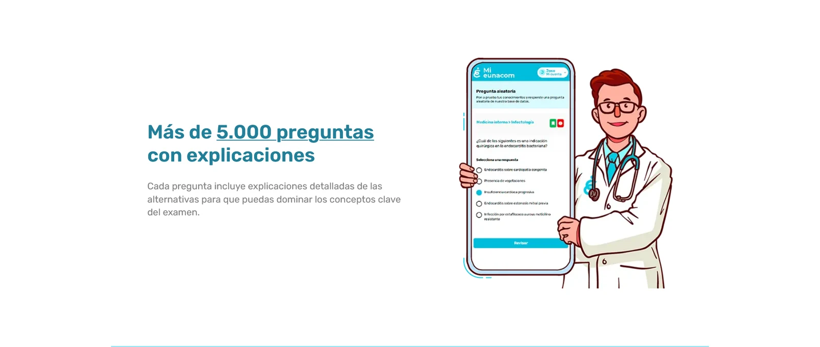 Mi EUNACOM, versión anterior en escritorio: preguntas con explicaciones. Fragmento 2 de 8 de la misma página completa.