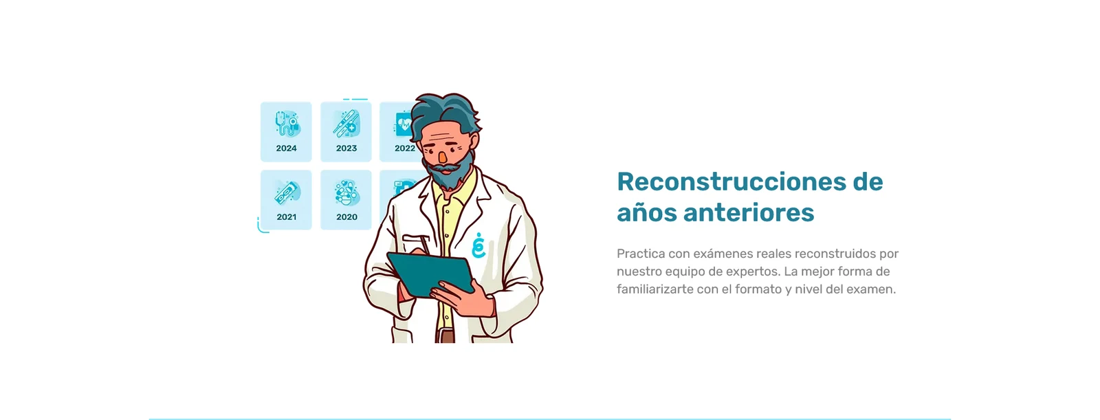 Mi EUNACOM, versión anterior en escritorio: reconstrucciones de exámenes. Fragmento 3 de 8 de la misma página completa.