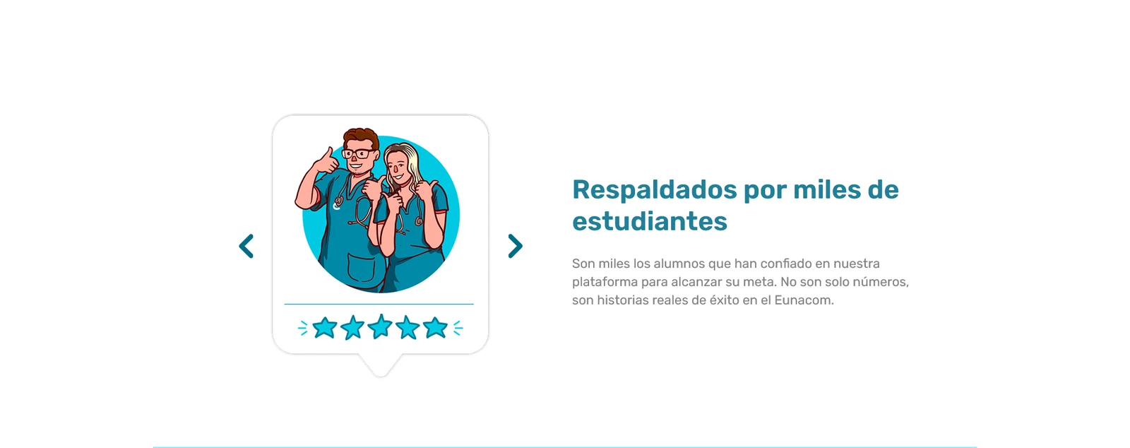 Mi EUNACOM, versión anterior en escritorio: presentación de estudiantes. Fragmento 5 de 8 de la misma página completa.