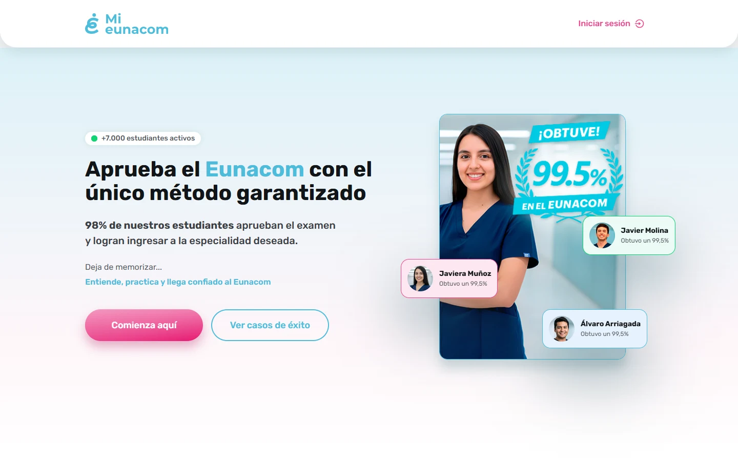 Captura del sitio web de Mi EUNACOM