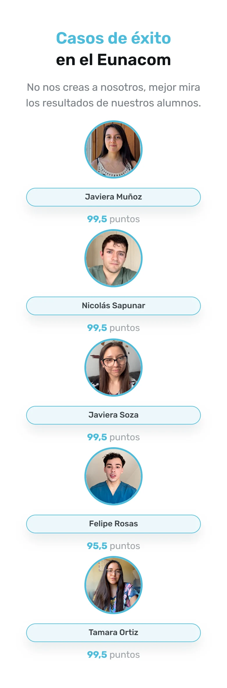 Mi EUNACOM, rediseño en móvil: presentación de estudiantes. Fragmento 3 de 11 de la misma página completa.