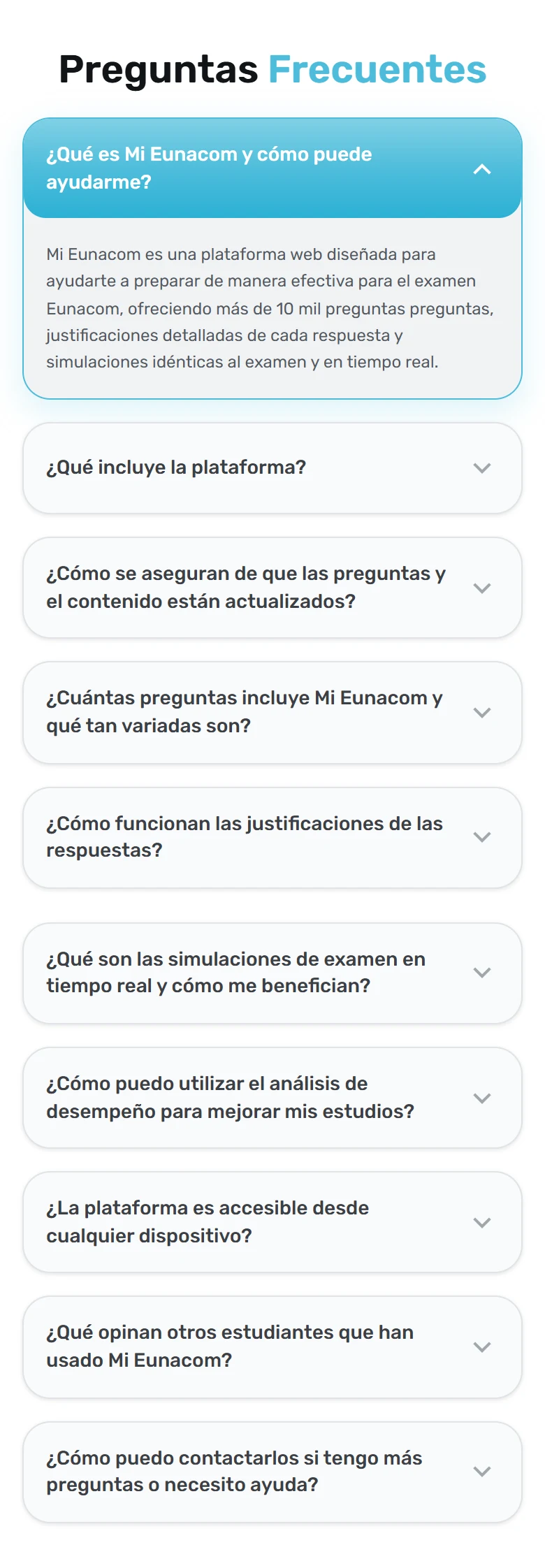 Mi EUNACOM, rediseño en móvil: preguntas frecuentes. Fragmento 9 de 11 de la misma página completa.