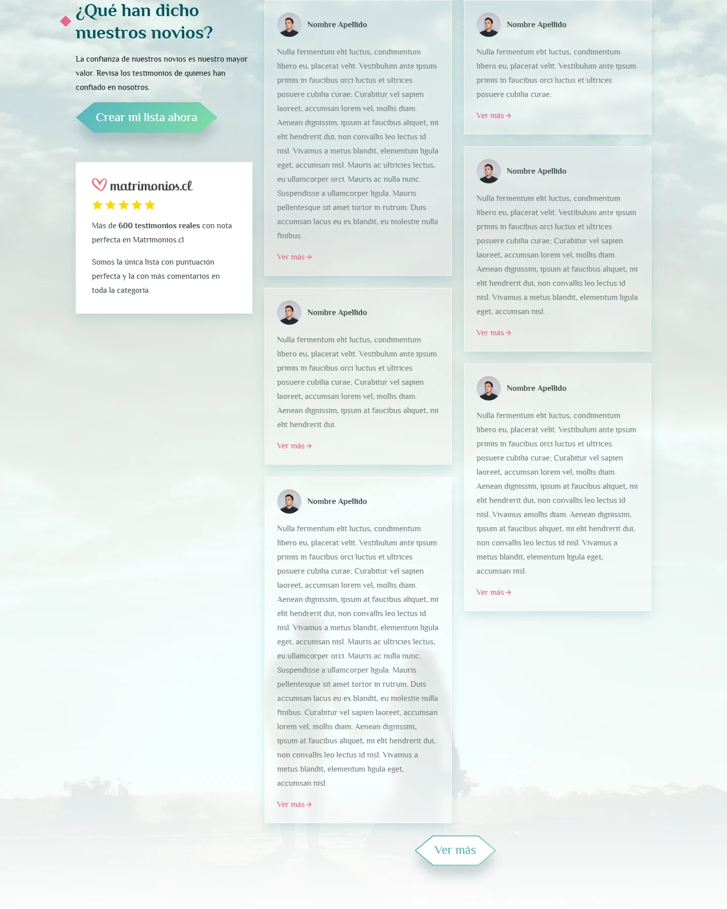 Captura del sitio web de Mi Lista de Novios