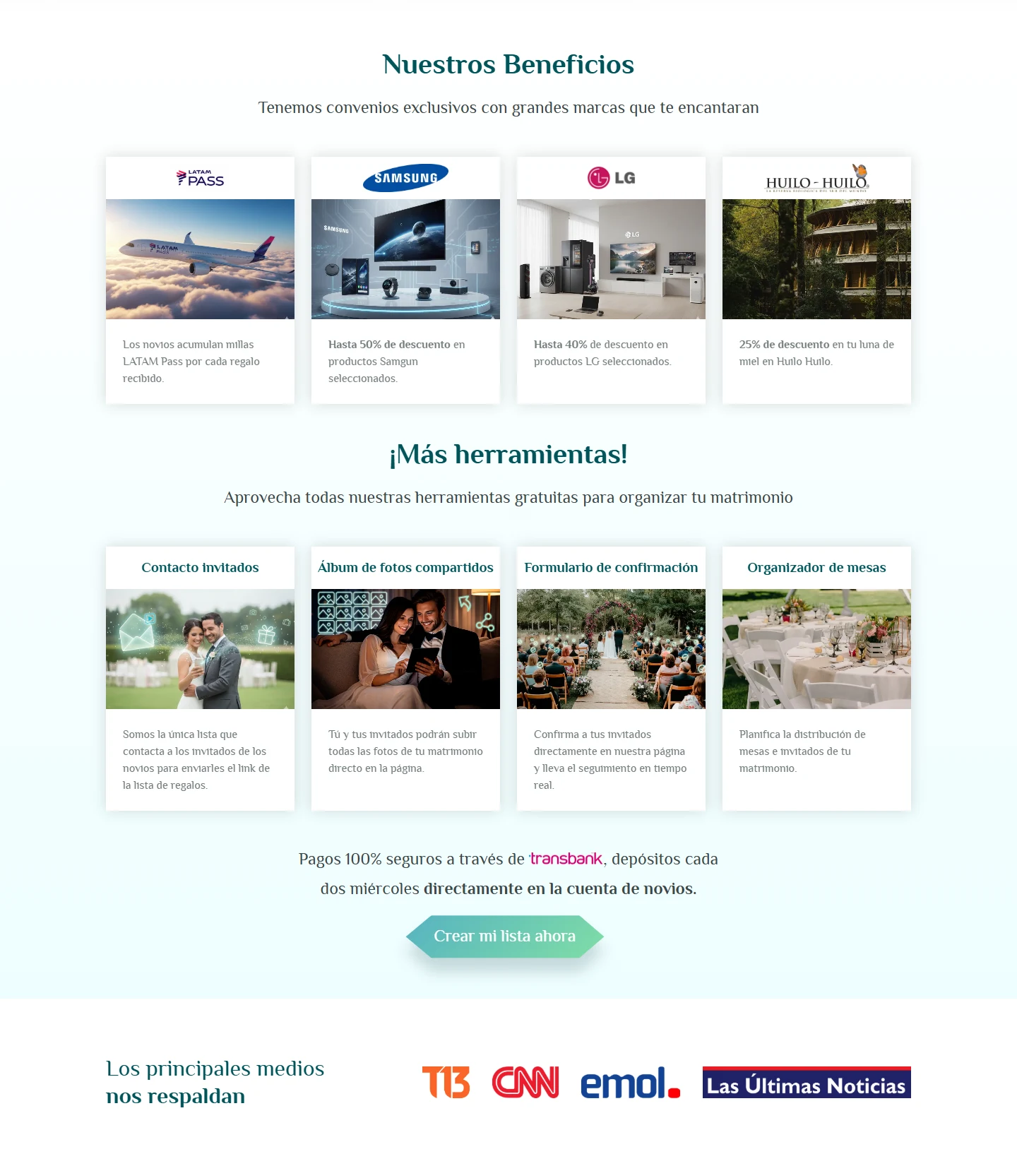 Captura del sitio web de Mi Lista de Novios