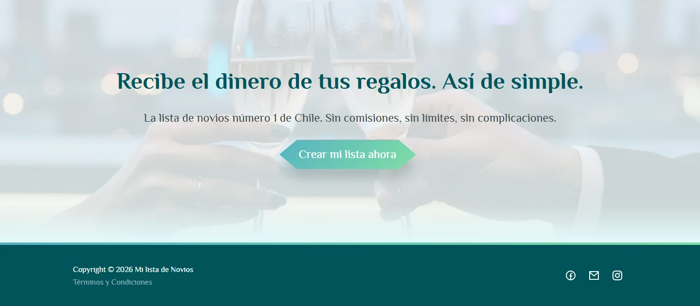 Captura del sitio web de Mi Lista de Novios