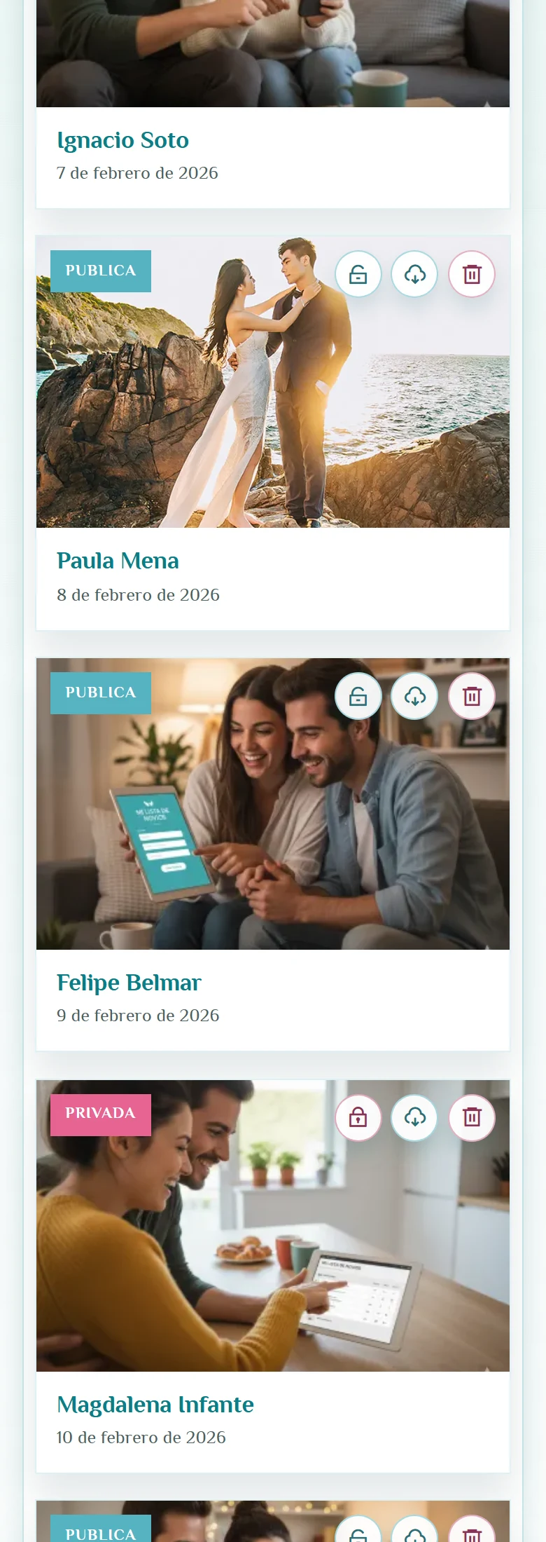 Administrar fotos y compartir una vista pública: Álbum de fotos, vista móvil, fragmento 4.