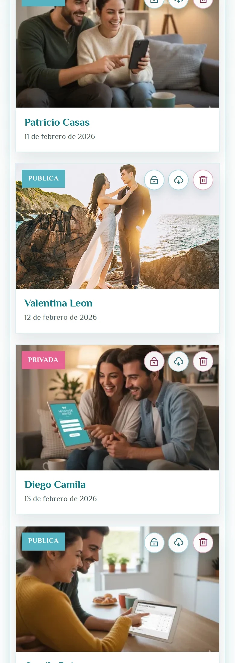 Administrar fotos y compartir una vista pública: Álbum de fotos, vista móvil, fragmento 5.