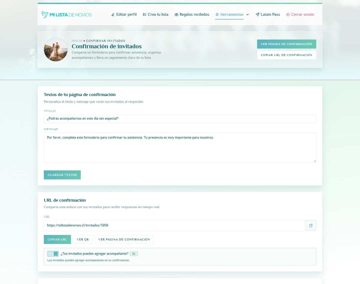 Dos caras de una misma confirmación: Confirmar invitados, escritorio, fragmento 1.