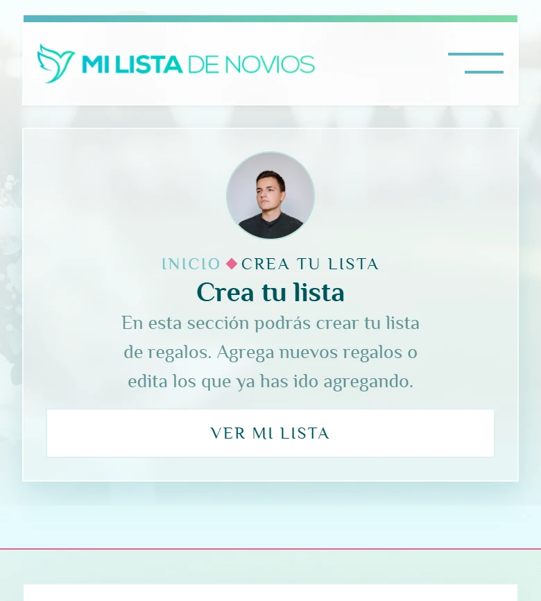 Crear regalos sin perder el control de la lista: Crea tu lista, vista móvil, fragmento 1.
